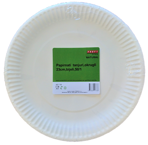 Tanjur papirnati 23cm bijeli 50/1 (738)